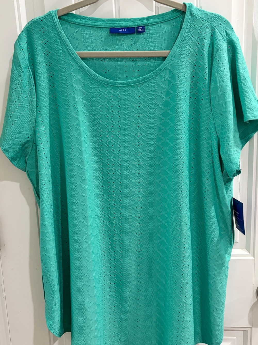 Apt. 9 Women's Teal Eyelet Short Sleeve Top XXL New with tags